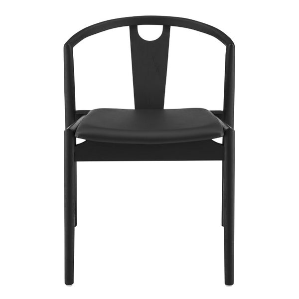 EuroStyle Blanche Bentwood Ash Side Chair with Leatherette Seat for Dining or Home Office Black Leatherette/Black Set of 2 91015BLK-MP2