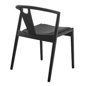 EuroStyle Blanche Bentwood Ash Side Chair with Leatherette Seat for Dining or Home Office Black Leatherette/Black Set of 2 91015BLK-MP2