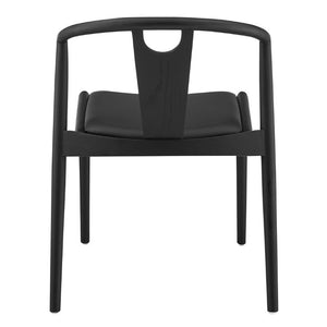 EuroStyle Blanche Bentwood Ash Side Chair with Leatherette Seat for Dining or Home Office Black Leatherette/Black Set of 2 91015BLK-MP2