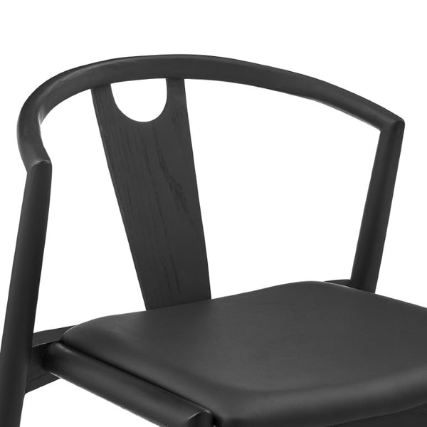 EuroStyle Blanche Bentwood Ash Side Chair with Leatherette Seat for Dining or Home Office Black Leatherette/Black Set of 2 91015BLK-MP2
