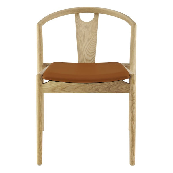 EuroStyle Blanche Bentwood Ash Side Chair with Leatherette Seat for Dining or Home Office Dark Tan Leatherette/Natural Set of 2 91015TAN-MP2