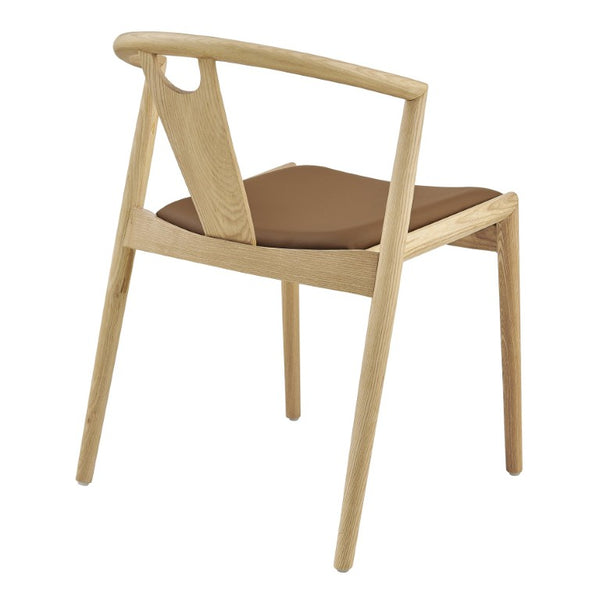 EuroStyle Blanche Bentwood Ash Side Chair with Leatherette Seat for Dining or Home Office Dark Tan Leatherette/Natural Set of 2 91015TAN-MP2