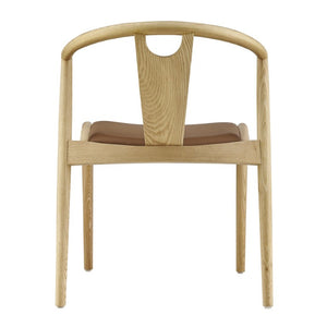 EuroStyle Blanche Bentwood Ash Side Chair with Leatherette Seat for Dining or Home Office Dark Tan Leatherette/Natural Set of 2 91015TAN-MP2