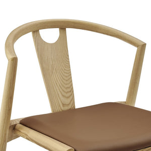 EuroStyle Blanche Bentwood Ash Side Chair with Leatherette Seat for Dining or Home Office Dark Tan Leatherette/Natural Set of 2 91015TAN-MP2