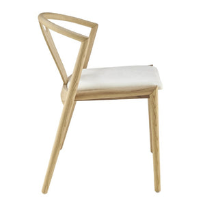 EuroStyle Blanche Bentwood Ash Side Chair with Leatherette Seat for Dining or Home Office White Fabric/Natural Set of 2 91015WHT-MP2