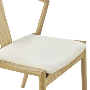 EuroStyle Blanche Bentwood Ash Side Chair with Leatherette Seat for Dining or Home Office White Fabric/Natural Set of 2 91015WHT-MP2