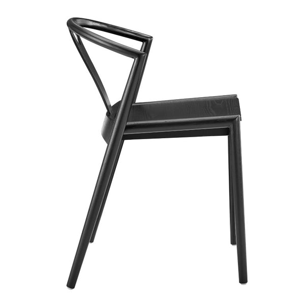 EuroStyle Blanche Bentwood Ash Side Chair with Leatherette Seat for Dining or Home Office Black Wood/Black Set of 1 91016-BLK