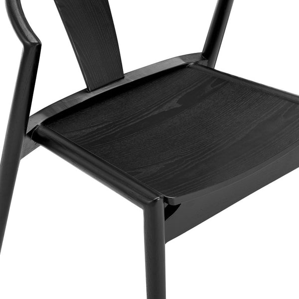 EuroStyle Blanche Bentwood Ash Side Chair with Leatherette Seat for Dining or Home Office Black Wood/Black Set of 1 91016-BLK