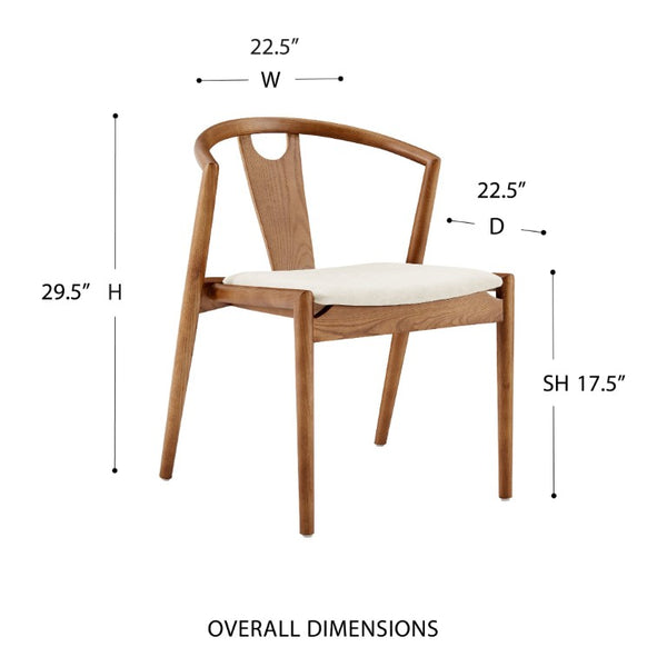 EuroStyle Blanche Bentwood Ash Side Chair with Leatherette Seat for Dining or Home Office Natural Fabric/Walnut Set of 1 91017-NAT