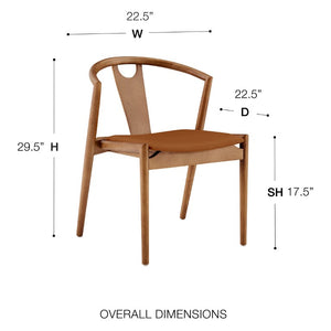 EuroStyle Blanche Bentwood Ash Side Chair with Leatherette Seat for Dining or Home Office Dark Tan Leatherette/Walnut Set of 1 91017-TAN