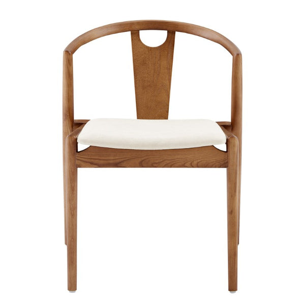 EuroStyle Blanche Bentwood Ash Side Chair with Leatherette Seat for Dining or Home Office Natural Fabric/Walnut Set of 2 91017NAT-MP2