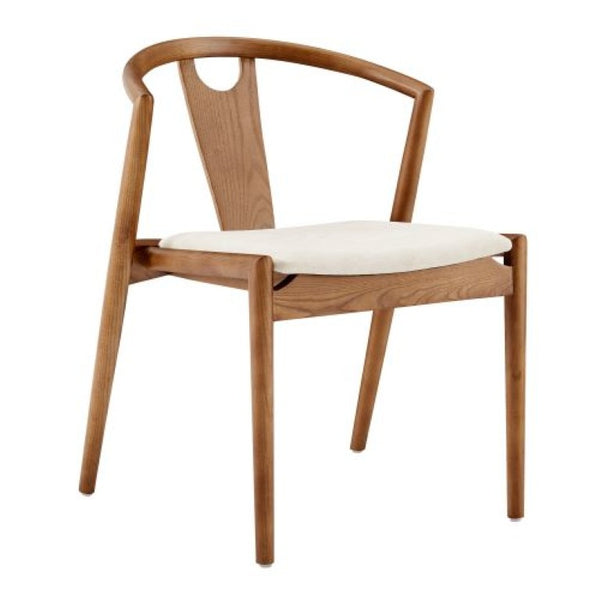 EuroStyle Blanche Bentwood Ash Side Chair with Leatherette Seat for Dining or Home Office Natural Fabric/Walnut Set of 2 91017NAT-MP2