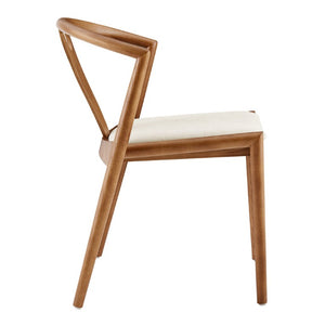 EuroStyle Blanche Bentwood Ash Side Chair with Leatherette Seat for Dining or Home Office Natural Fabric/Walnut Set of 2 91017NAT-MP2