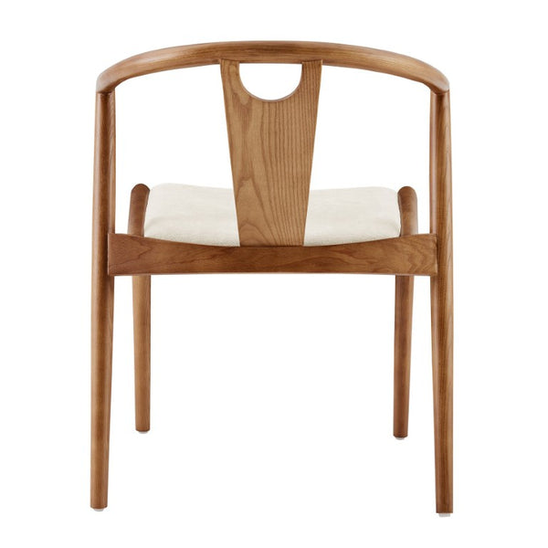 EuroStyle Blanche Bentwood Ash Side Chair with Leatherette Seat for Dining or Home Office Natural Fabric/Walnut Set of 2 91017NAT-MP2