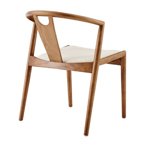 EuroStyle Blanche Bentwood Ash Side Chair with Leatherette Seat for Dining or Home Office Natural Fabric/Walnut Set of 2 91017NAT-MP2