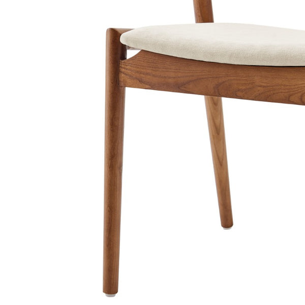 EuroStyle Blanche Bentwood Ash Side Chair with Leatherette Seat for Dining or Home Office Natural Fabric/Walnut Set of 2 91017NAT-MP2