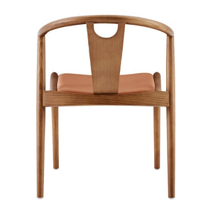 EuroStyle Blanche Bentwood Ash Side Chair with Leatherette Seat for Dining or Home Office Dark Tan Leatherette/Walnut Set of 2 91017TAN-MP2