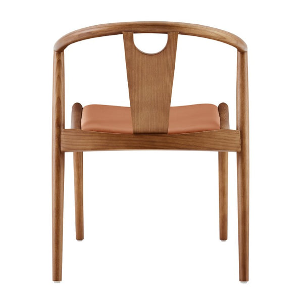 EuroStyle Blanche Bentwood Ash Side Chair with Leatherette Seat for Dining or Home Office Dark Tan Leatherette/Walnut Set of 2 91017TAN-MP2