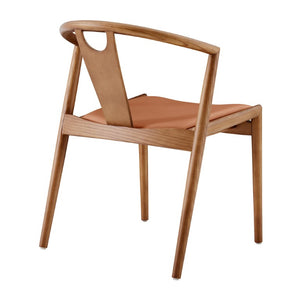 EuroStyle Blanche Bentwood Ash Side Chair with Leatherette Seat for Dining or Home Office Dark Tan Leatherette/Walnut Set of 2 91017TAN-MP2