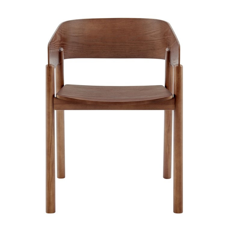 EuroStyle Blaise Bentwood Armchair Solid Ash Walnut Finish Contract Grade Dining Accent Seat 91018-WAL