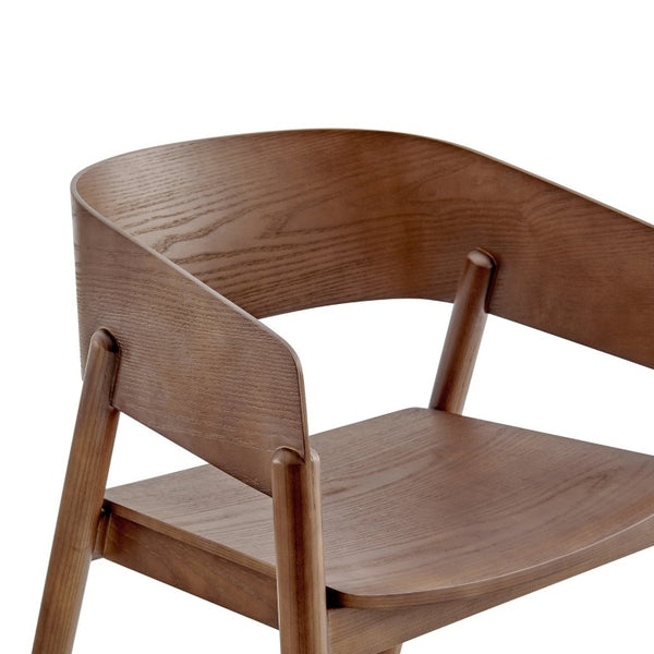 EuroStyle Blaise Bentwood Armchair Solid Ash Walnut Finish Contract Grade Dining Accent Seat 91018-WAL