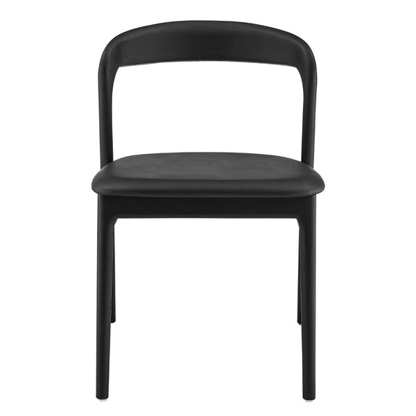 EuroStyle Estelle Side Chair with Black Leatherette and Black Wood Frame - Set of 1