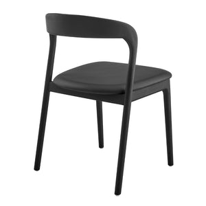 EuroStyle Estelle Side Chair with Black Leatherette and Black Wood Frame - Set of 1