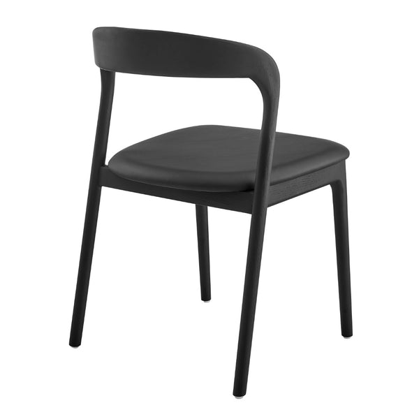 EuroStyle Estelle Side Chair with Black Leatherette and Black Wood Frame - Set of 1