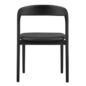 EuroStyle Estelle Side Chair with Black Leatherette and Black Wood Frame - Set of 1