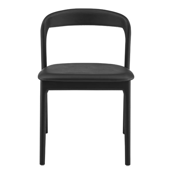 EuroStyle Estelle Bentwood Ash Frame Side Chair with Leatherette Seat for Dining or Library Black/Black 91020-BLK
