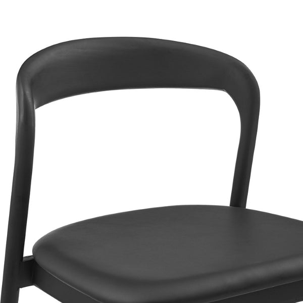 EuroStyle Estelle Bentwood Ash Frame Side Chair with Leatherette Seat for Dining or Library Black/Black 91020-BLK