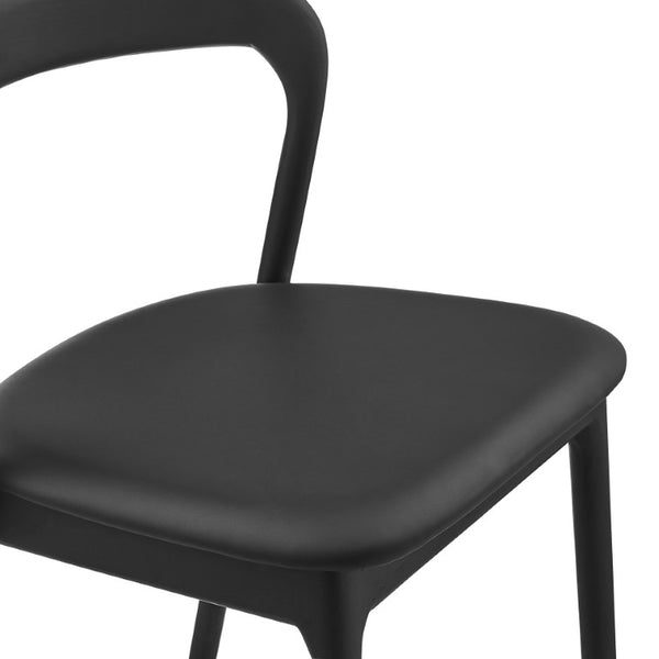 EuroStyle Estelle Bentwood Ash Frame Side Chair with Leatherette Seat for Dining or Library Black/Black 91020-BLK