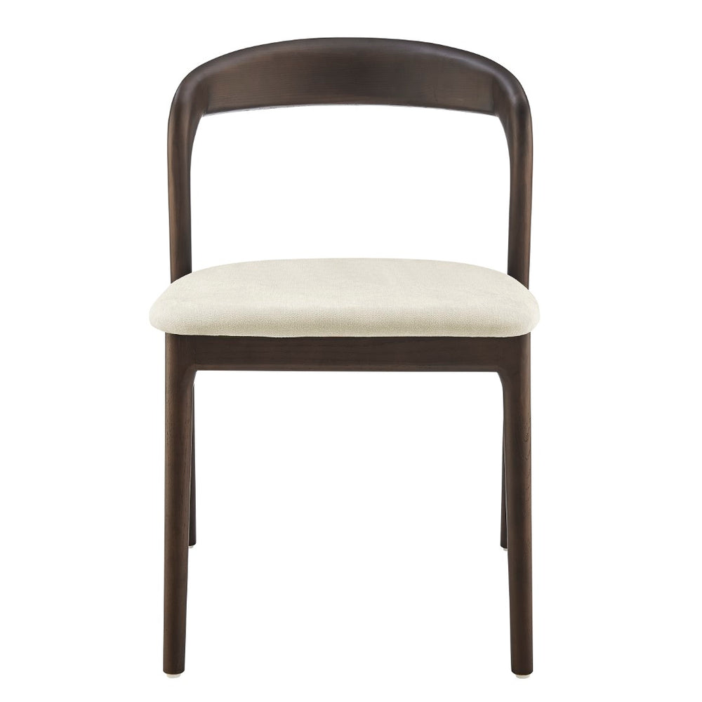 EuroStyle Estelle Side Chair with Natural Fabric and Dark Walnut Frame - Set of 1