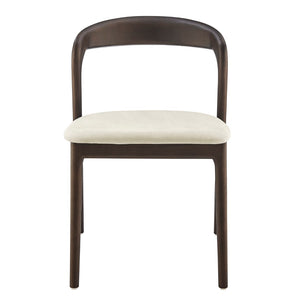 EuroStyle Estelle Side Chair with Natural Fabric and Dark Walnut Frame - Set of 1