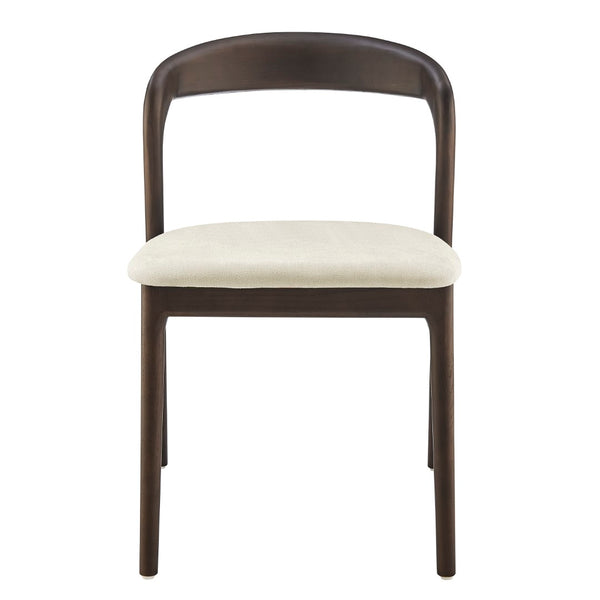 EuroStyle Estelle Side Chair with Natural Fabric and Dark Walnut Frame - Set of 1