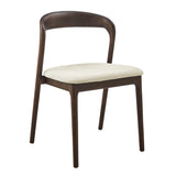 EuroStyle Estelle Side Chair with Natural Fabric and Dark Walnut Frame - Set of 1