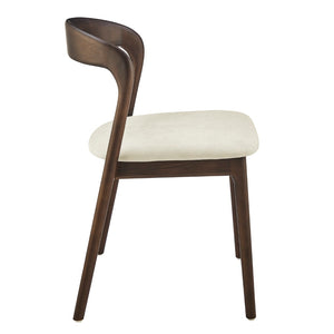 EuroStyle Estelle Side Chair with Natural Fabric and Dark Walnut Frame - Set of 1
