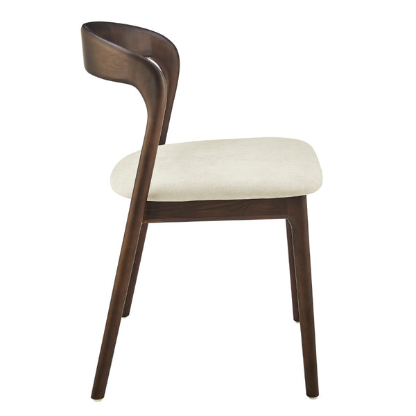 EuroStyle Estelle Side Chair with Natural Fabric and Dark Walnut Frame - Set of 1