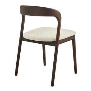 EuroStyle Estelle Side Chair with Natural Fabric and Dark Walnut Frame - Set of 1