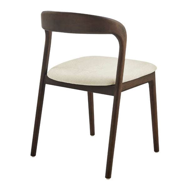 EuroStyle Estelle Side Chair with Natural Fabric and Dark Walnut Frame - Set of 1