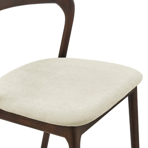 EuroStyle Estelle Side Chair with Natural Fabric and Dark Walnut Frame - Set of 1