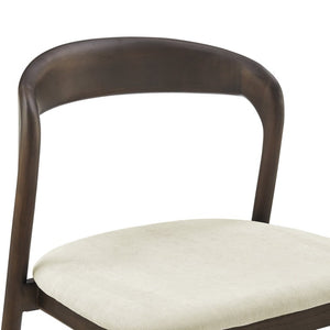 EuroStyle Estelle Bentwood Ash Frame Side Chair with Leatherette Seat for Dining or Library Natural/Dark Walnut 91020-NAT