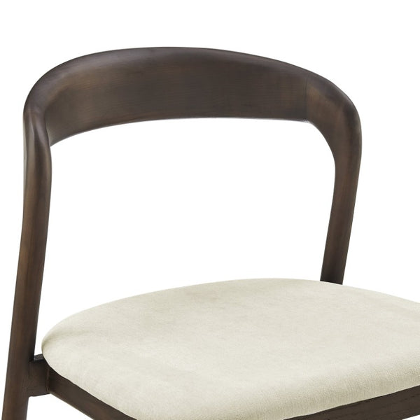 EuroStyle Estelle Bentwood Ash Frame Side Chair with Leatherette Seat for Dining or Library Natural/Dark Walnut 91020-NAT