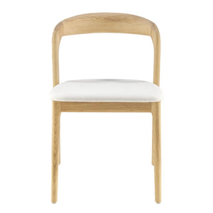 EuroStyle Estelle Side Chair with White Fabric and Natural Ash Wood Frame - Set of 1
