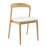 EuroStyle Estelle Side Chair with White Fabric and Natural Ash Wood Frame - Set of 1