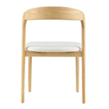 EuroStyle Estelle Side Chair with White Fabric and Natural Ash Wood Frame - Set of 1