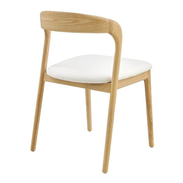 EuroStyle Estelle Side Chair with White Fabric and Natural Ash Wood Frame - Set of 1