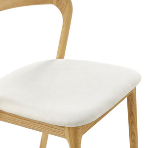 EuroStyle Estelle Side Chair with White Fabric and Natural Ash Wood Frame - Set of 1