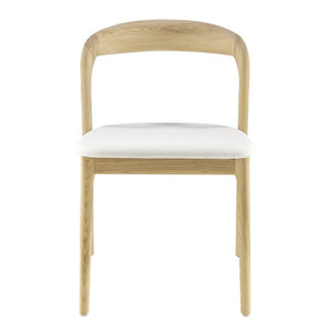 EuroStyle Estelle Bentwood Ash Frame Side Chair with Leatherette Seat for Dining or Library White/Natural 91020-WHT