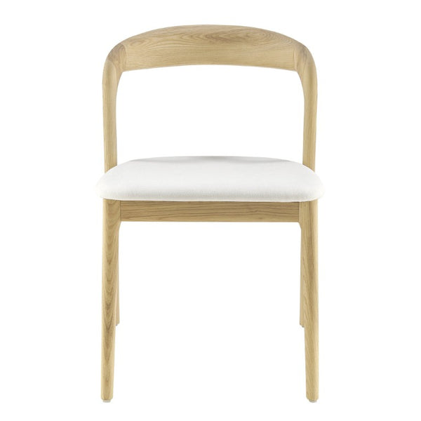EuroStyle Estelle Bentwood Ash Frame Side Chair with Leatherette Seat for Dining or Library White/Natural 91020-WHT